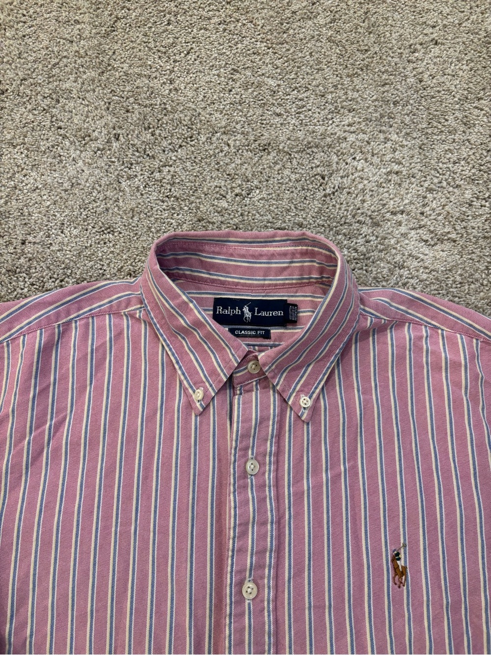 Polo Ralph Lauren Classic Fit Long Sleeve Striped Button Down Shirt Mens XL Pink